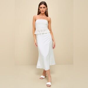 Adorable Character Cream Textured Strapless Tie-Back Top